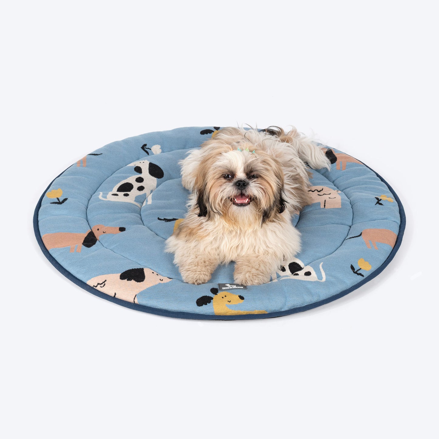HUFT Bark & Bloom Round Mat For Dog & Cat - Blue - Heads Up For Tails