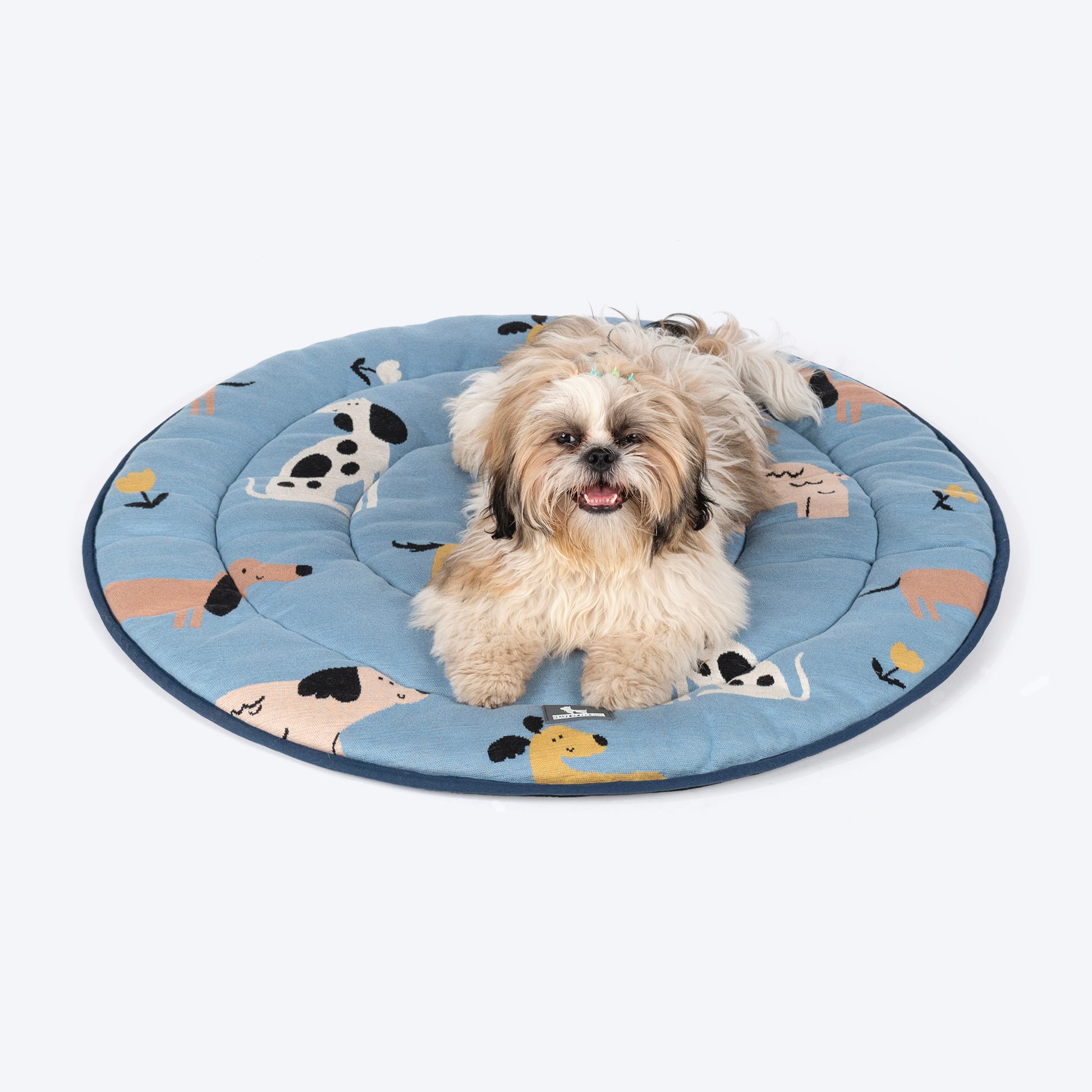 HUFT Bark & Bloom Round Mat For Dog & Cat - Blue - Heads Up For Tails