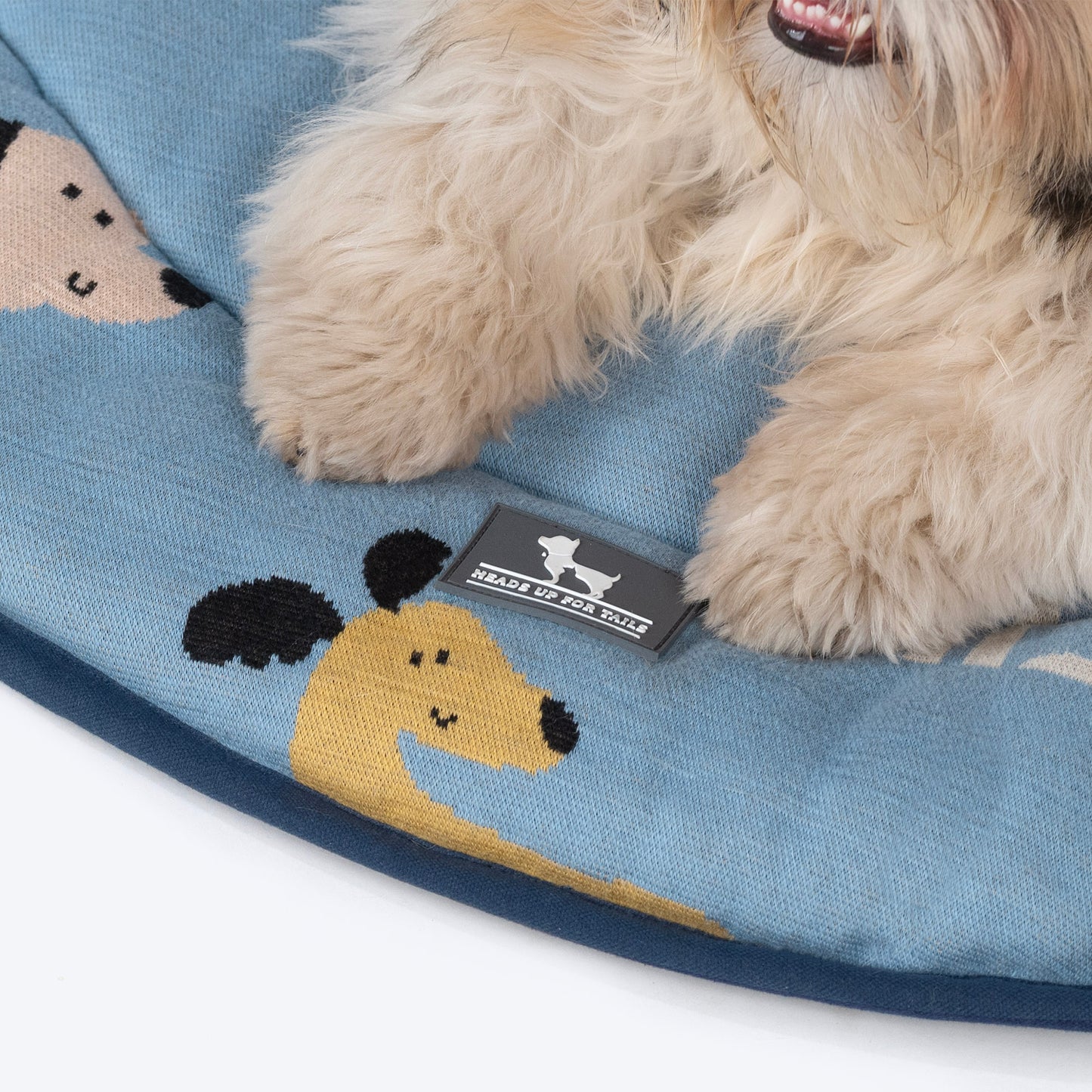 HUFT Bark & Bloom Round Mat For Dog & Cat - Blue - Heads Up For Tails
