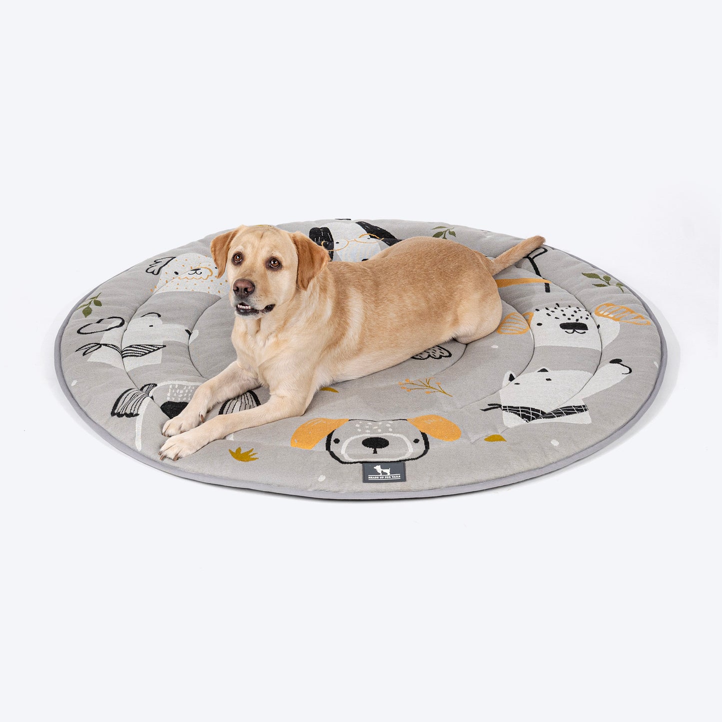 HUFT Doodle Den Round Mat For Dog & Cat - Grey - Heads Up For Tails