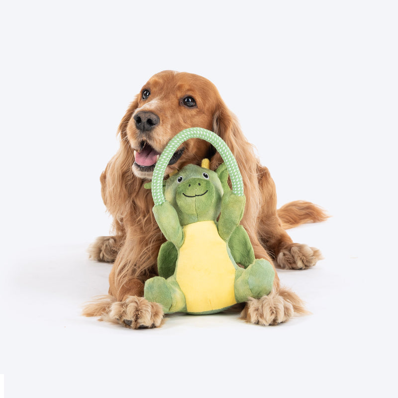 Dash Dog Dino Squeaky-Saurus Plush Toy For Dog - Green - Heads Up For Tails