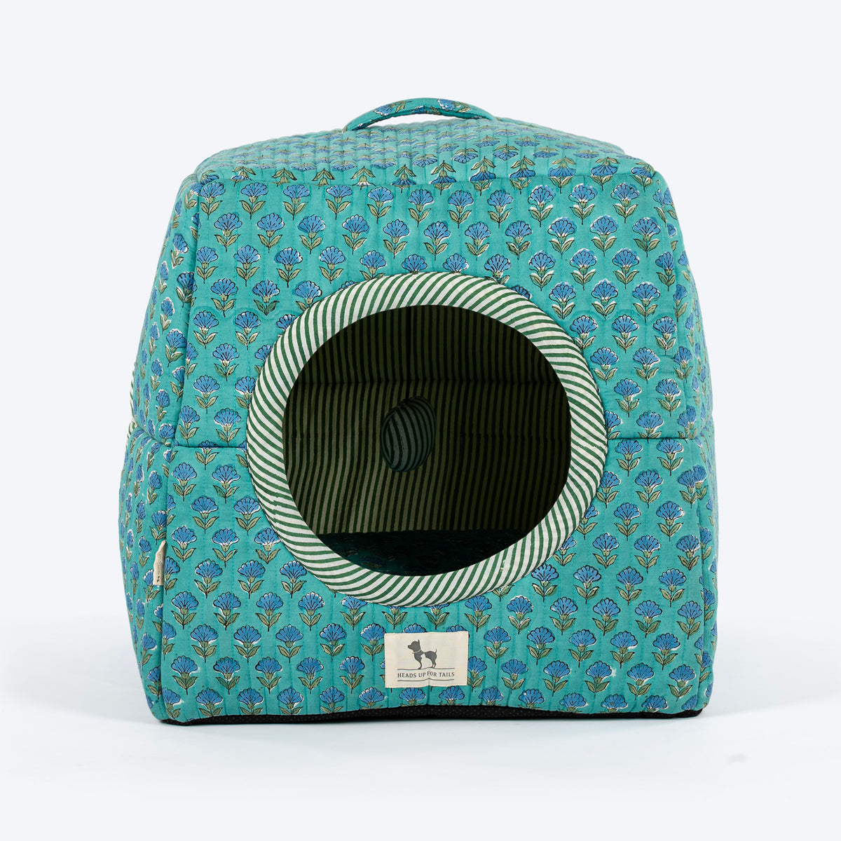 HUFT Jaipuri Gul Block-Printed Tent For Cat - Green & Blue
