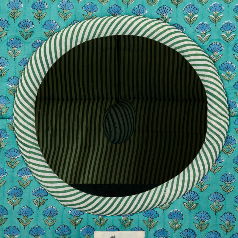 HUFT Jaipuri Gul Block-Printed Tent For Cat - Green & Blue