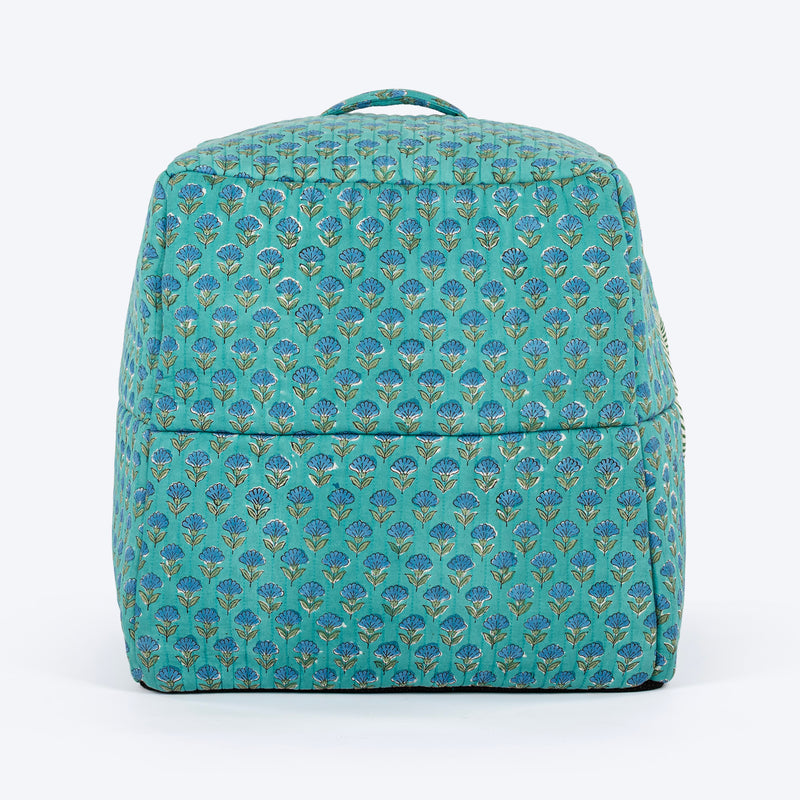 HUFT Jaipuri Gul Block-Printed Tent For Cat - Green & Blue