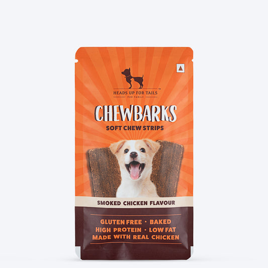 HUFT Chewbarks Smoked Chicken Soft Chew Strips Treat For Dogs - 30g - Heads Up For Tails