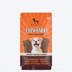 HUFT Chewbarks Smoked Chicken Soft Chew Strips Treat For Dogs - 30g - Heads Up For Tails