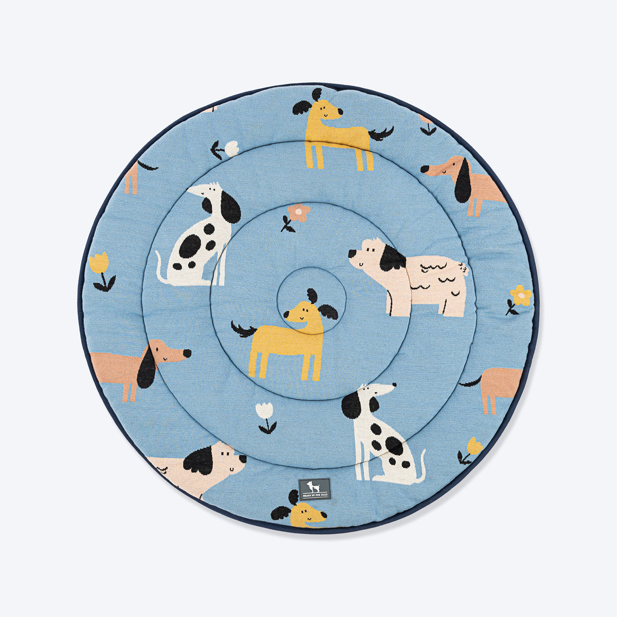 HUFT Bark & Bloom Round Mat For Dog & Cat - Blue - Heads Up For Tails