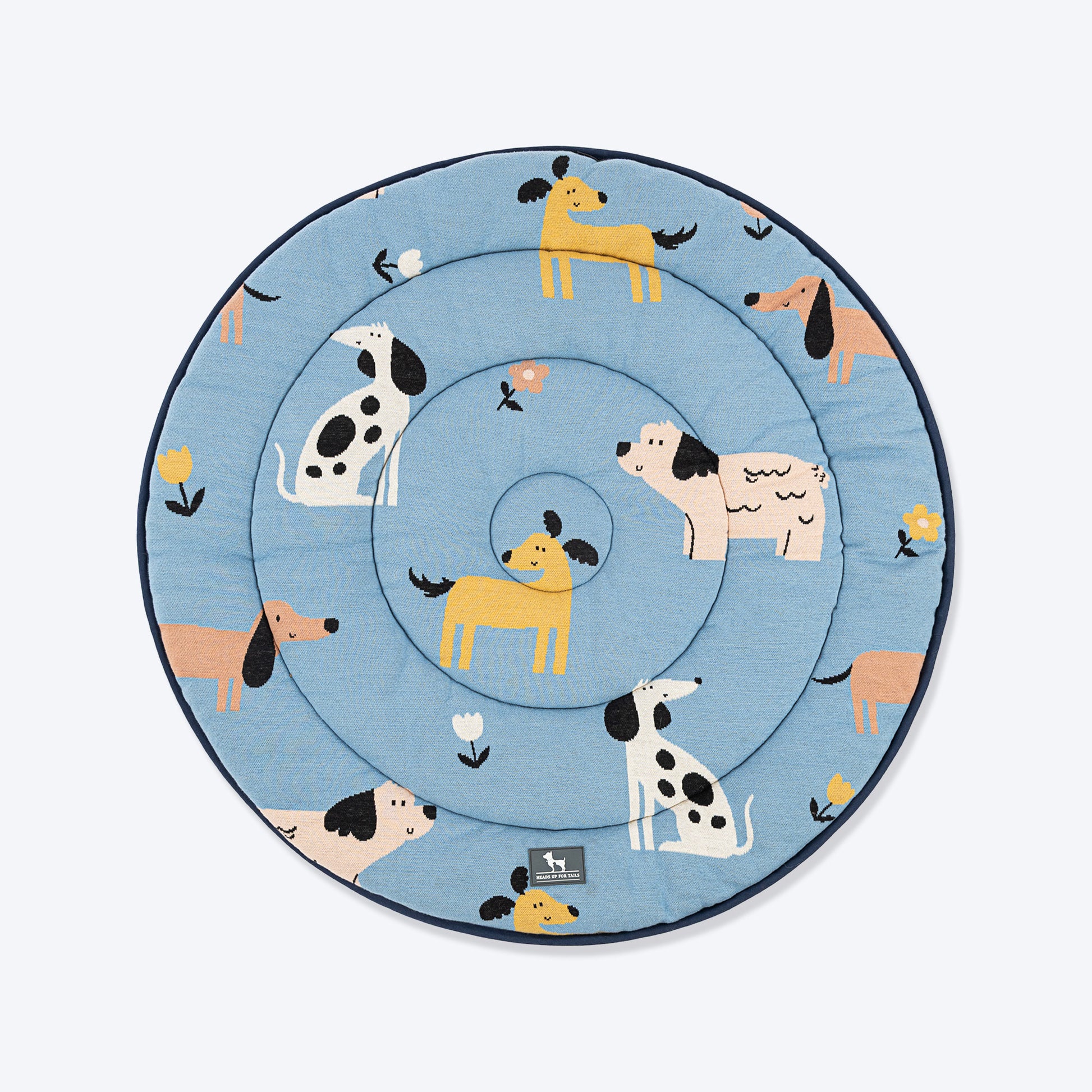HUFT Bark & Bloom Round Mat For Dog & Cat - Blue - Heads Up For Tails