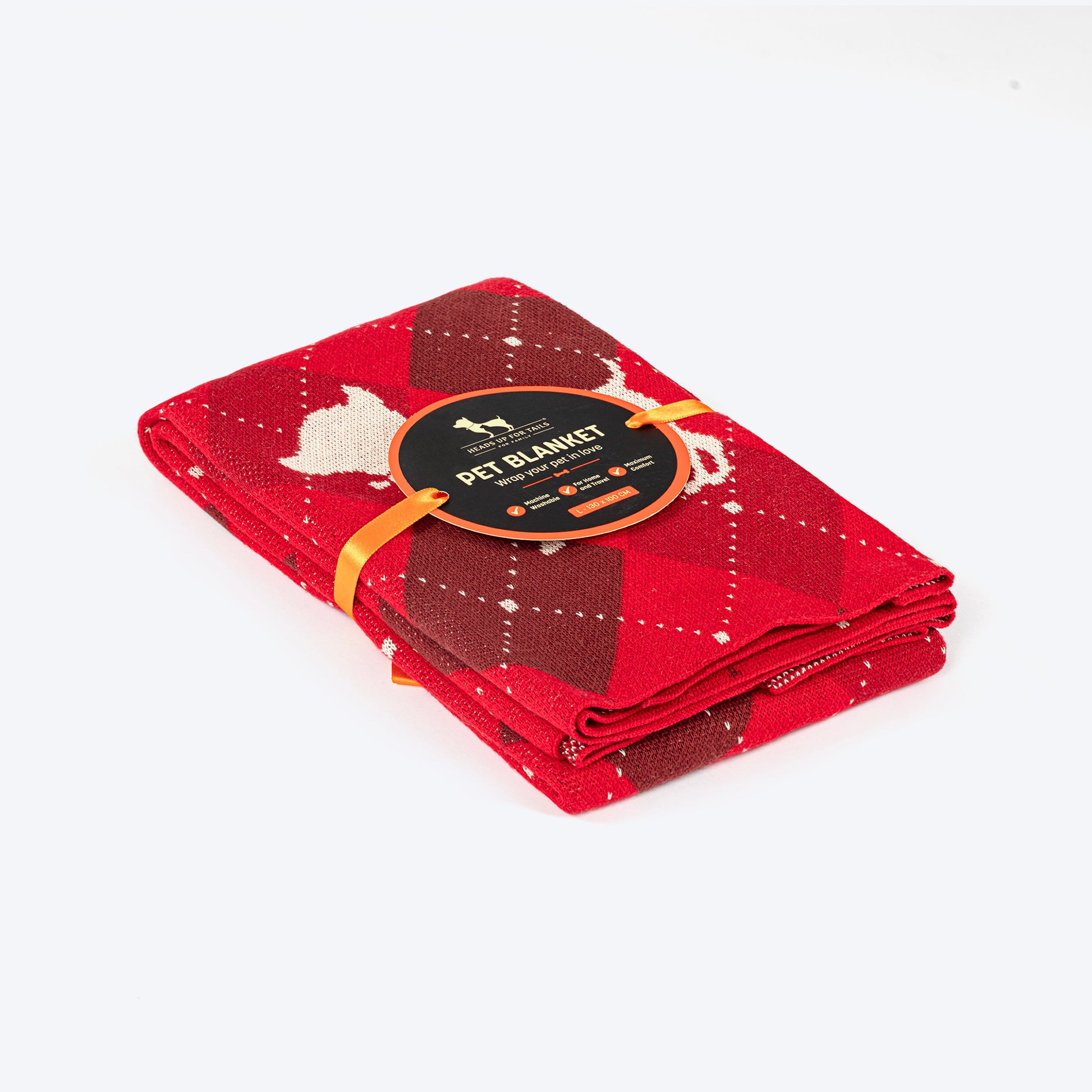 HUFT Cuddle Checks Blanket For Dog & Cat - Red - Heads Up For Tails