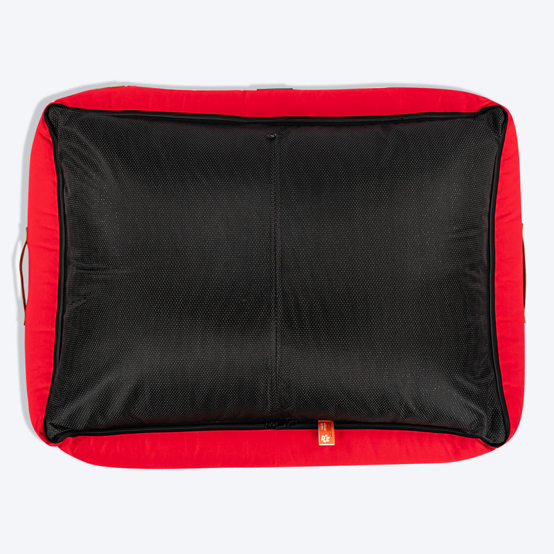 HUFT Bear Hug Classic Lounger Bed For Dog - Red & Brown