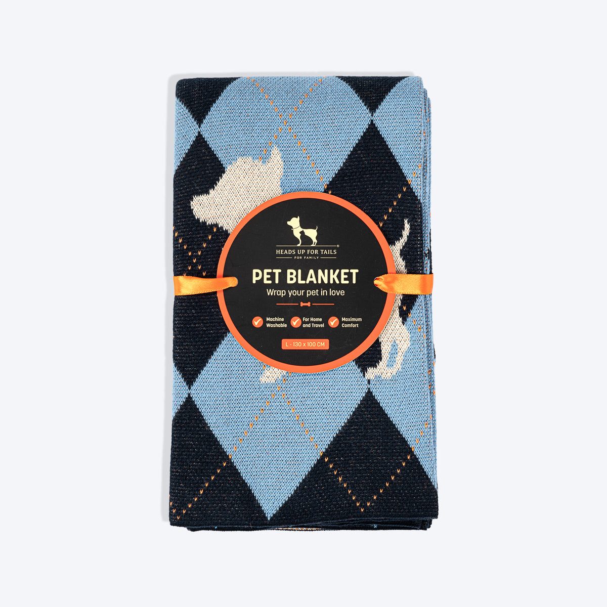 HUFT Cuddle Checks Blanket For Dog & Cat - Blue - Heads Up For Tails