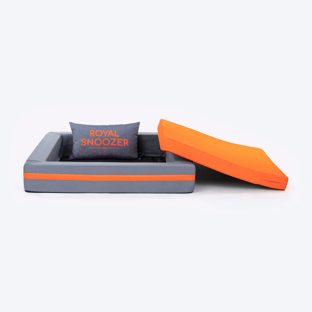 HUFT Royal Snooze Bed for Dog - Grey & Orange - Heads Up For Tails