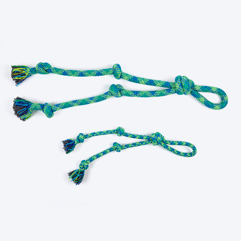 HUFT Tuggables Mighty Knots Rope Toy For Dog - Blue & Green - Heads Up For Tails
