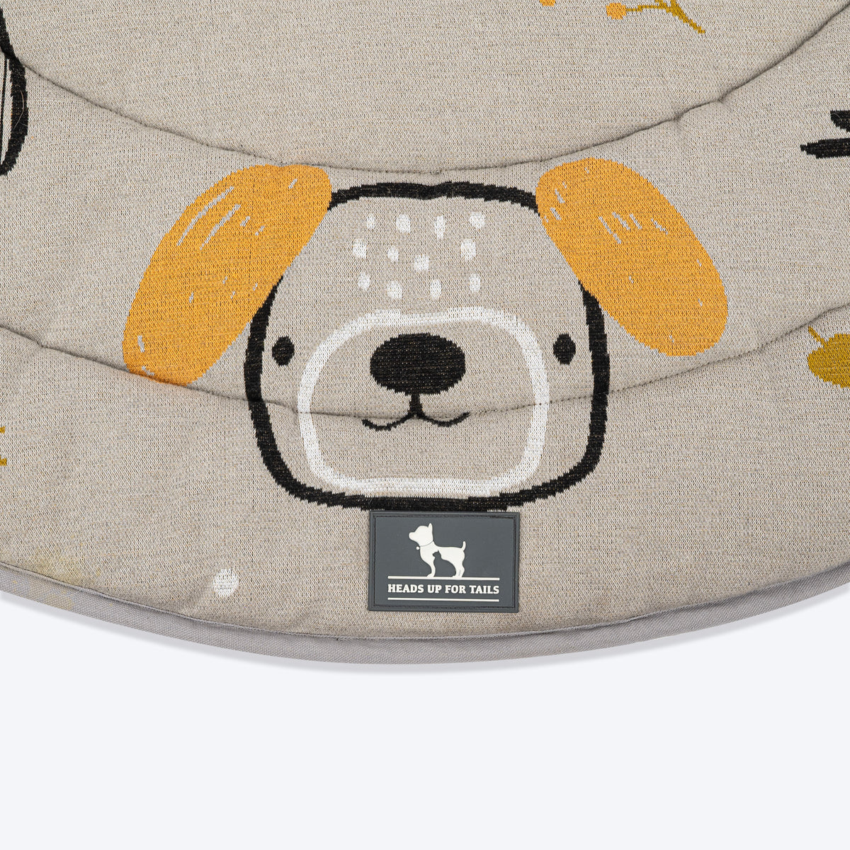 HUFT Doodle Den Round Mat For Dog & Cat - Grey - Heads Up For Tails