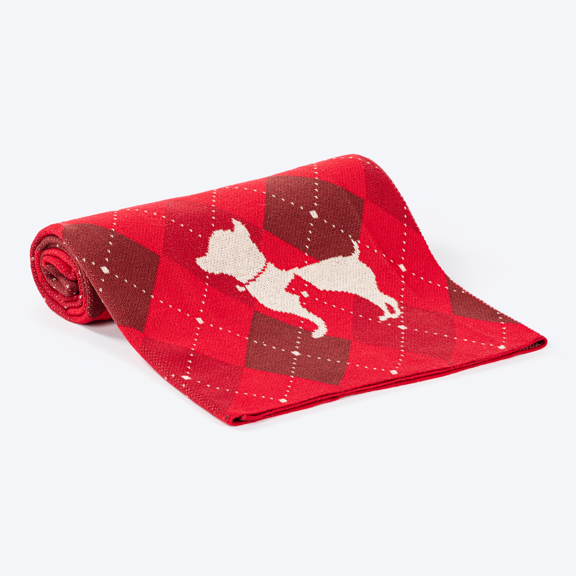 HUFT Cuddle Checks Blanket For Dog & Cat - Red - Heads Up For Tails