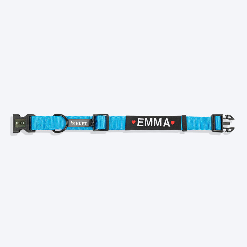 HUFT Classic Personalised Dog Collar - Ocean Blue - Heads Up For Tails