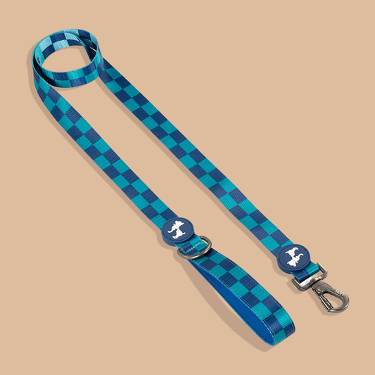 HUFT Frosted Checks Leash For Dog - Blue