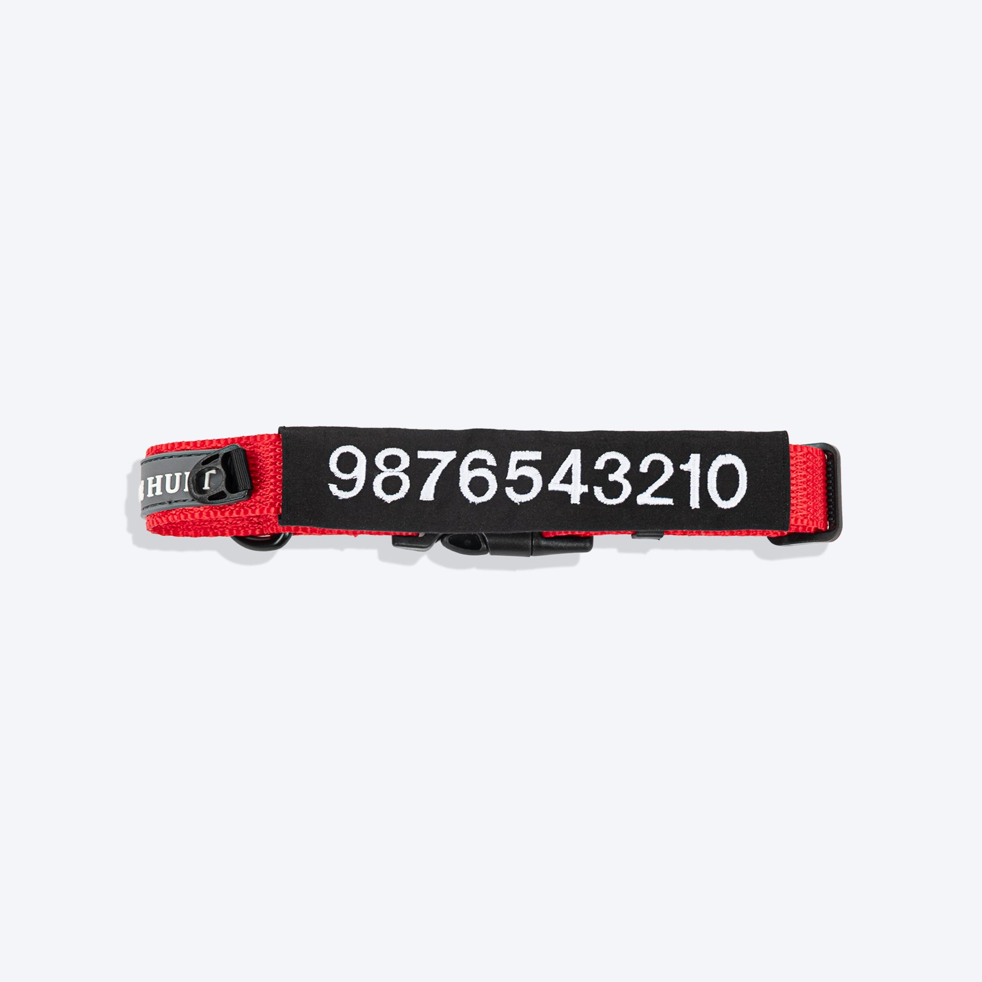 HUFT Classic Personalised (Mobile No.) Dog Collar - Cherry Red - Heads Up For Tails