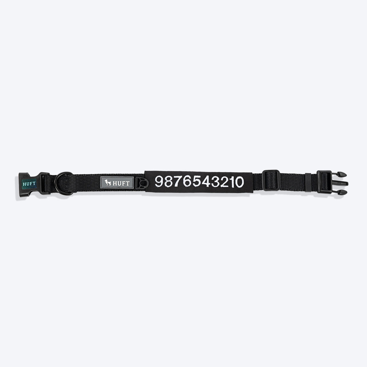 HUFT Classic Personalised (Mobile No.) Dog Collar - Coal Black - Heads Up For Tails