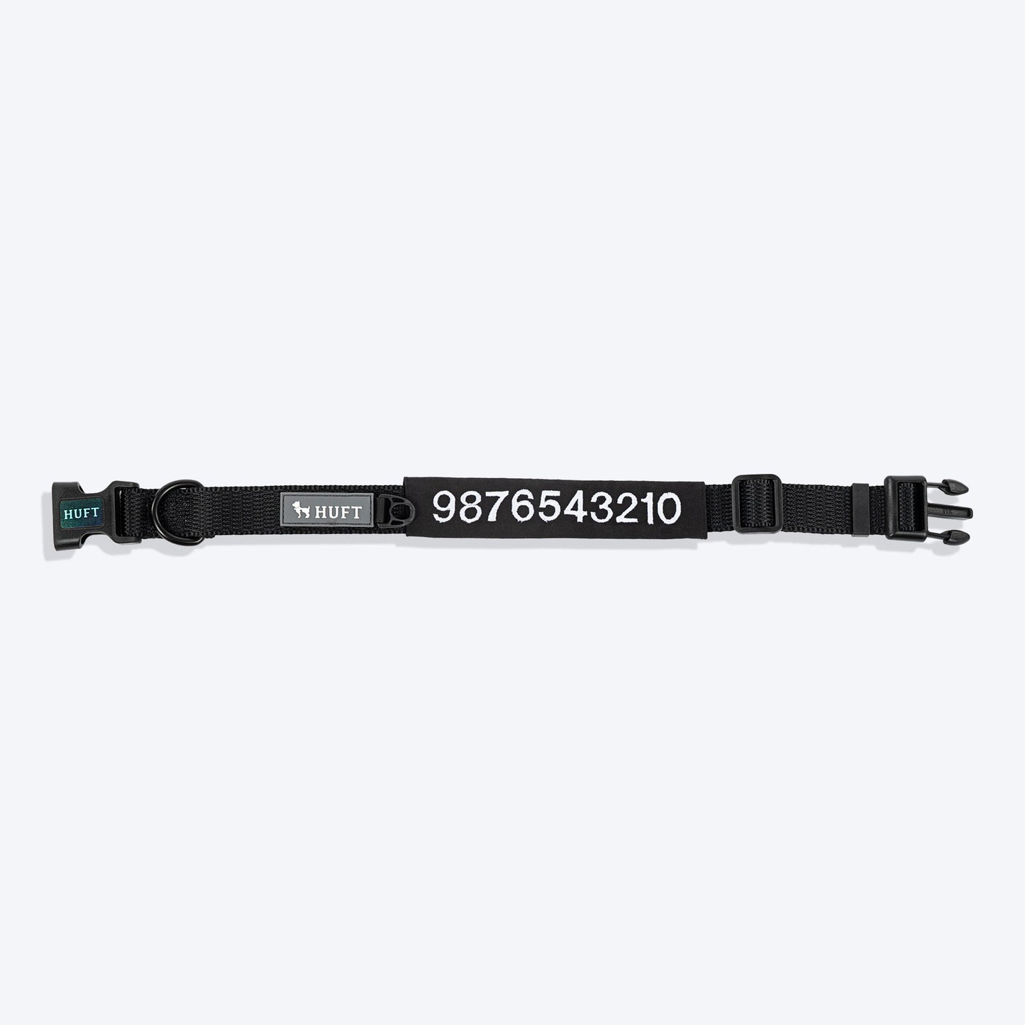 HUFT Classic Personalised (Mobile No.) Dog Collar - Coal Black - Heads Up For Tails