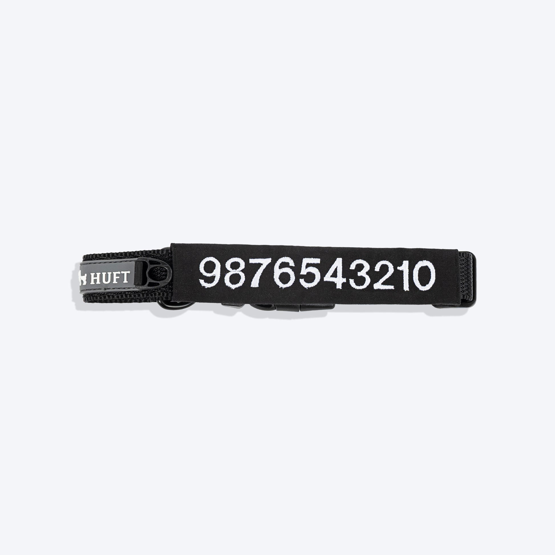 HUFT Classic Personalised (Mobile No.) Dog Collar - Coal Black - Heads Up For Tails