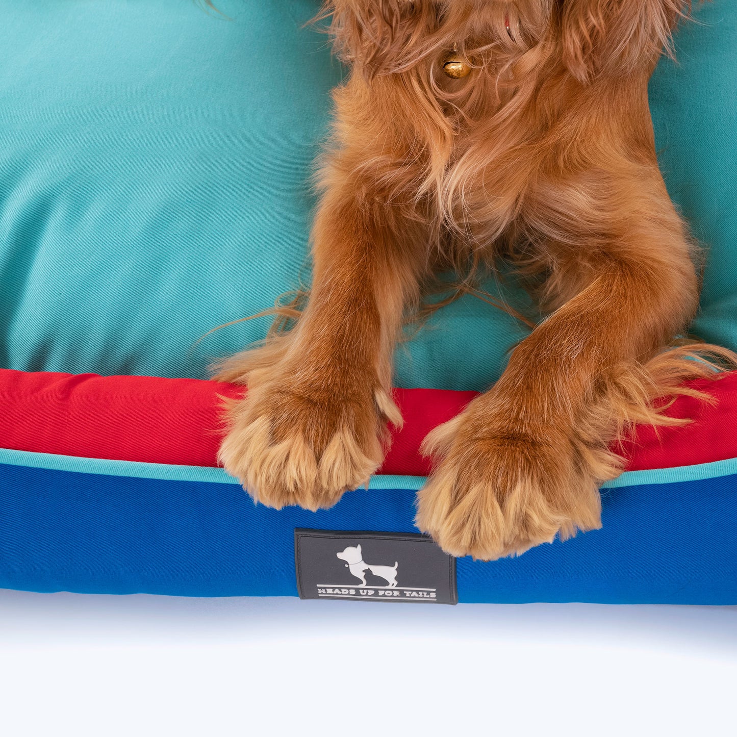 HUFT Classic Lounger Dog Bed - Red & Imperial Blue - Heads Up For Tails