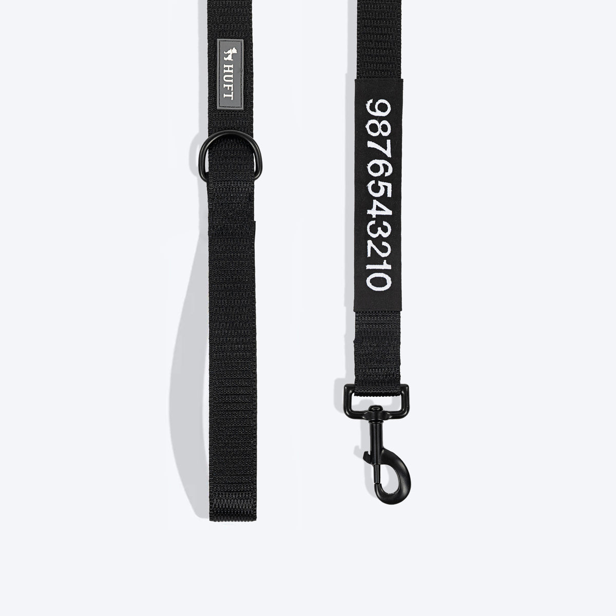 HUFT Classic Personalised (Mobile No.) Dog Leash - Coal Black - Heads Up For Tails