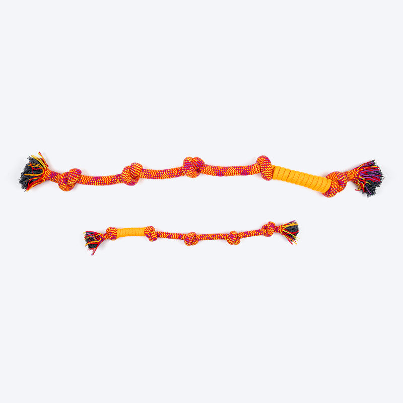 HUFT Tuggables Happy Knots Rope Toy For Dog - Orange & Red - Heads Up For Tails