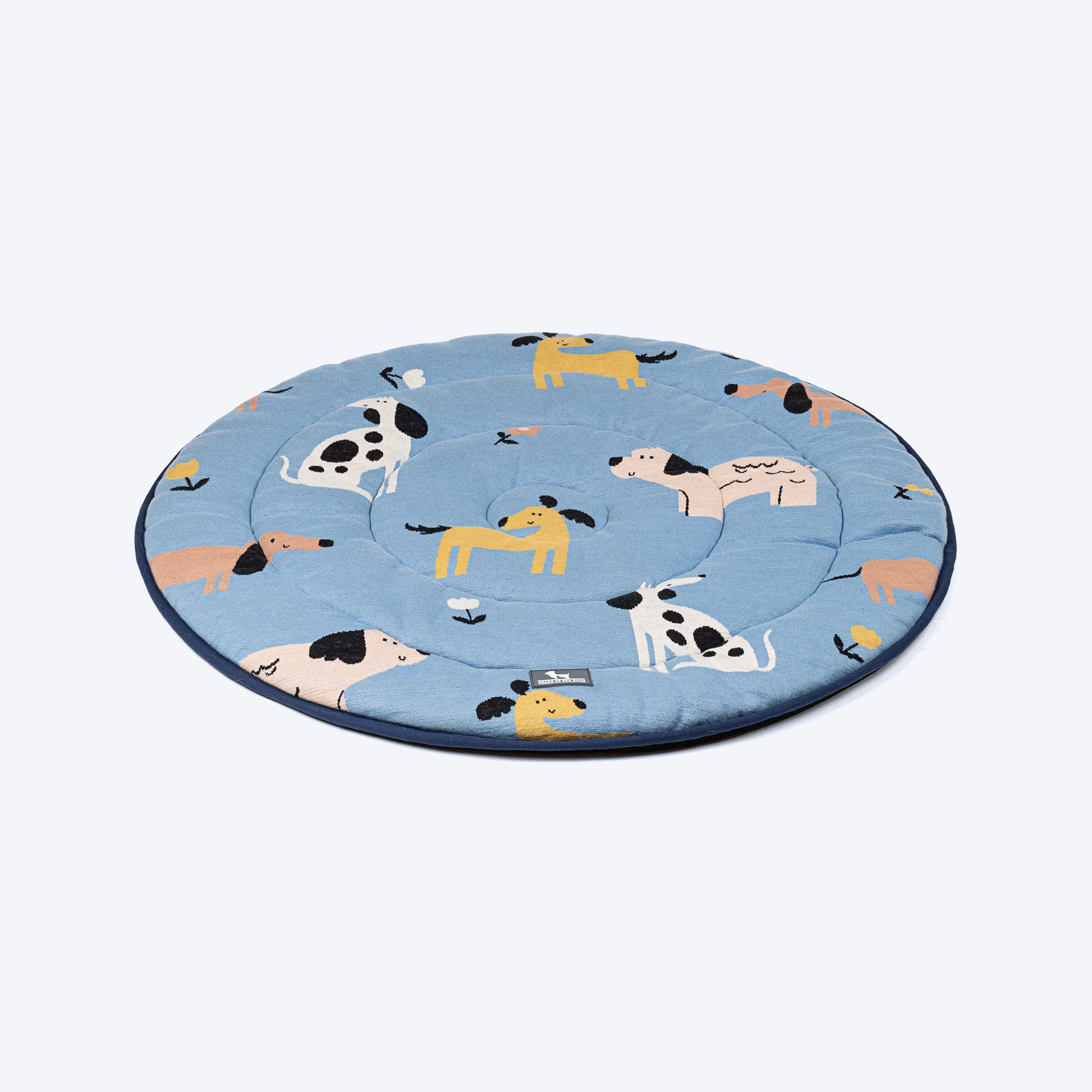 HUFT Bark & Bloom Round Mat For Dog & Cat - Blue - Heads Up For Tails