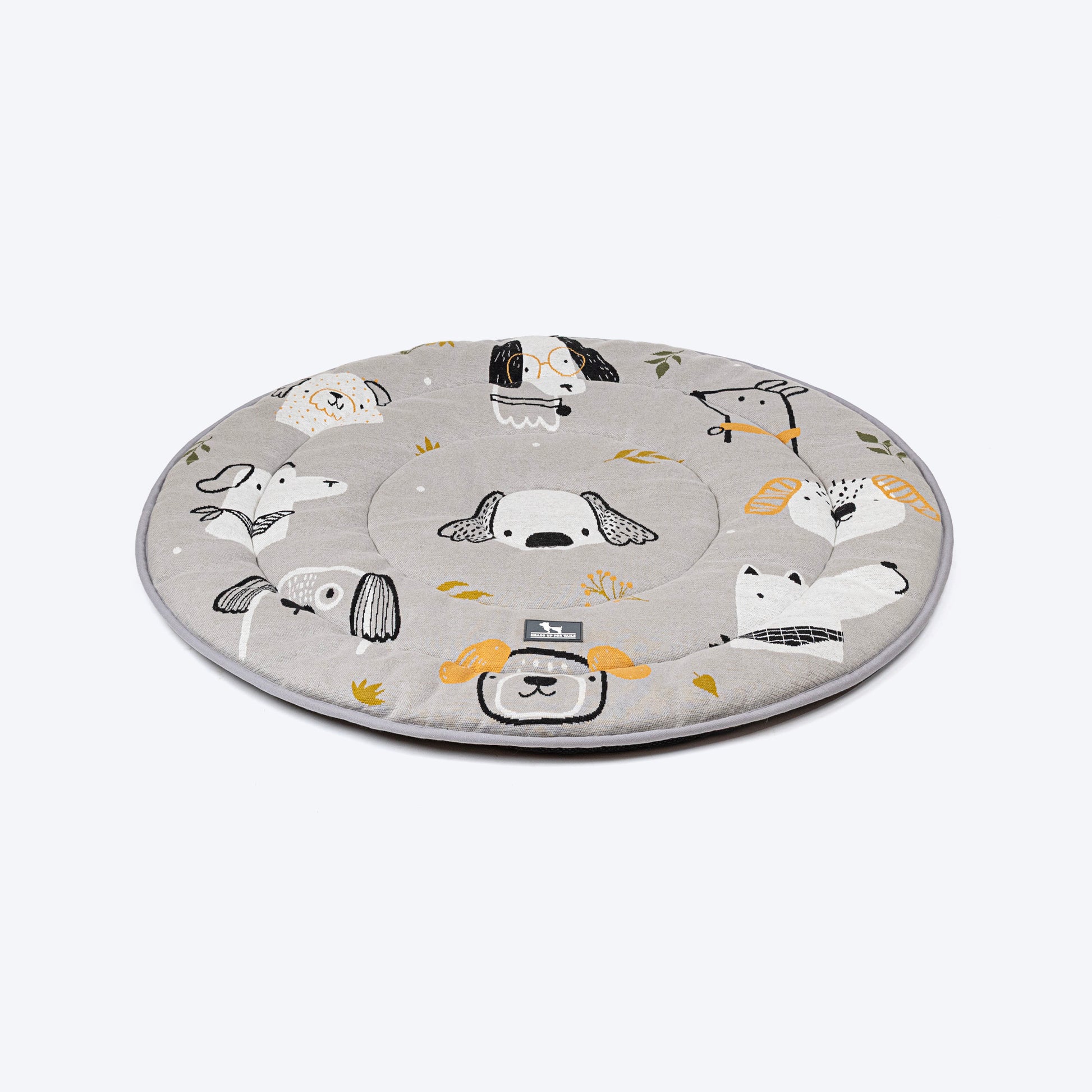 HUFT Doodle Den Round Mat For Dog & Cat - Grey - Heads Up For Tails