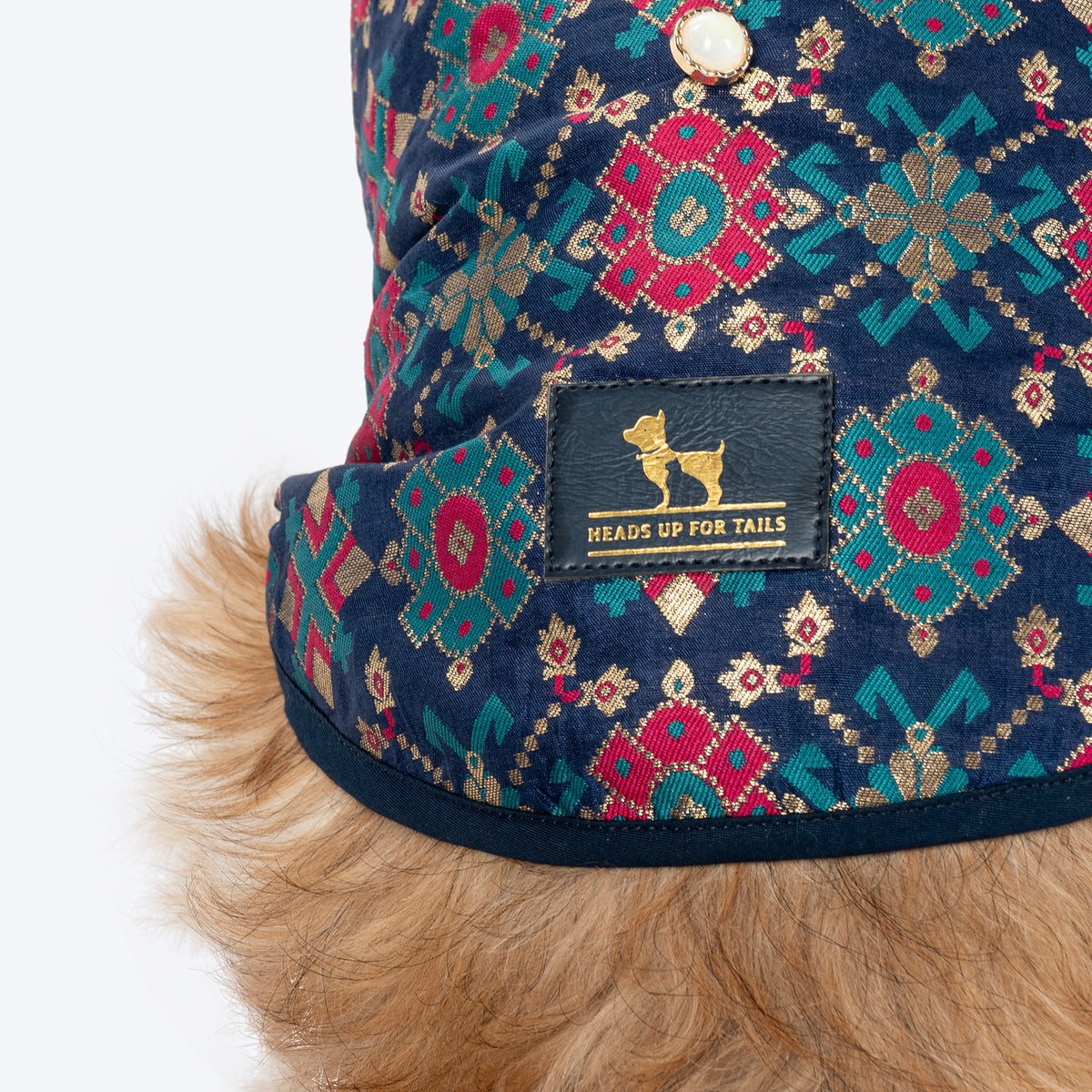 HUFT Customised Paw-tola Pawfect Brocade Sherwani For Dog & Cat - Navy - Heads Up For Tails