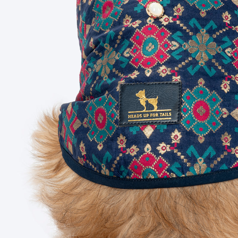 HUFT Customised Paw-tola Pawfect Brocade Sherwani For Dog & Cat - Navy - Heads Up For Tails