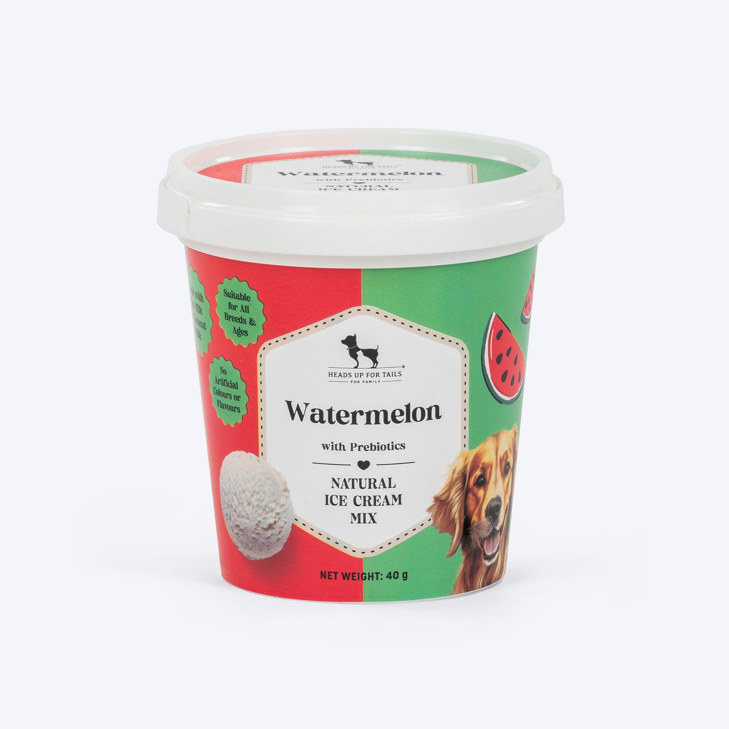 HUFT Watermelon With Prebiotics Natural Ice Cream Mix Treat For Dog - 40 gm