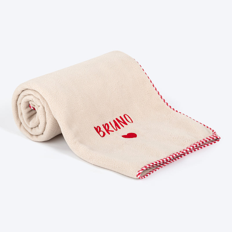 HUFT Personalised Snuggle Blanket For Dog & Cat - Beige - Heads Up For Tails