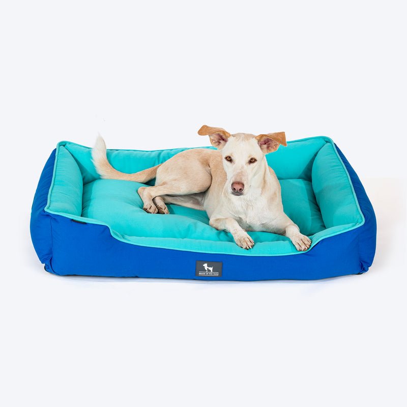 HUFT Classic Lounger Dog Bed - Blue & Turquoise - Heads Up For Tails