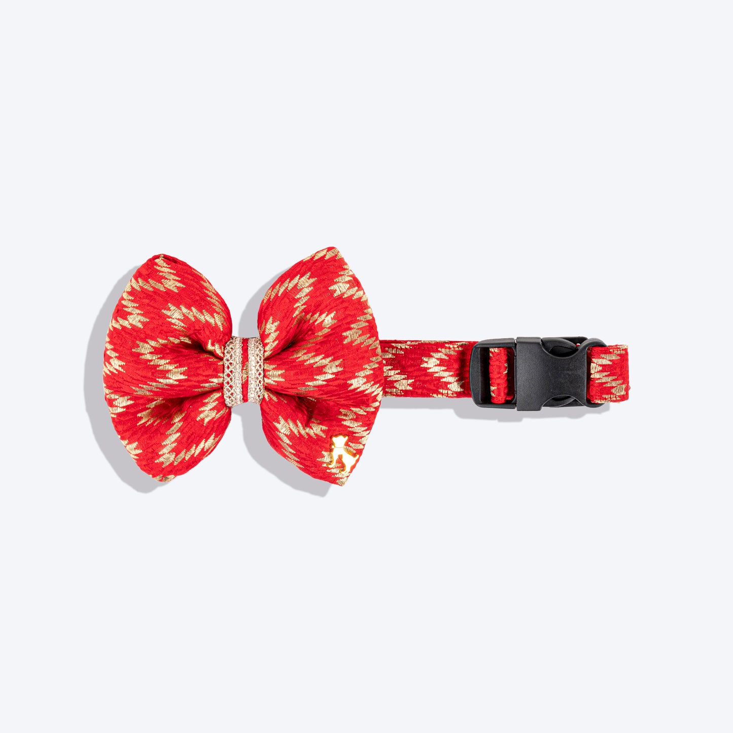 HUFT Festive Desi Glam Dog Bow Tie With Strap - Red - Heads Up For Tails
