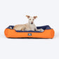 HUFT Classic Lounger Dog Bed - Orange & Blue