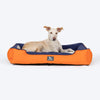 HUFT Classic Lounger Dog Bed - Orange & Blue - Heads Up For Tails