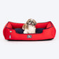 HUFT Ellie Classic Lounger Bed For Dog - Red & Navy