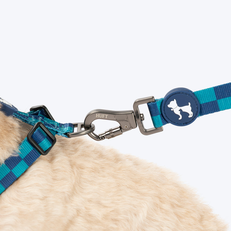HUFT Frosted Checks Adjustable Harness For Dog - Blue