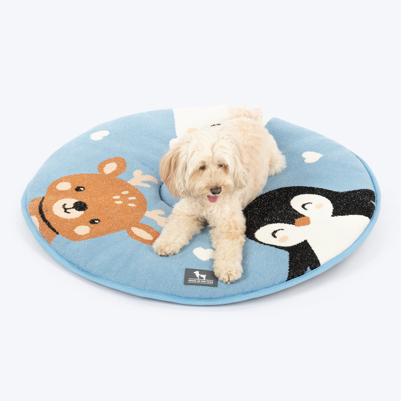 HUFT Frosty Friends Round Mat For Dog & Cat - Blue - Heads Up For Tails