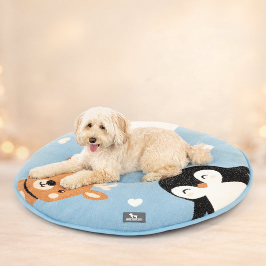 HUFT Frosty Friends Round Mat For Dog & Cat - Blue