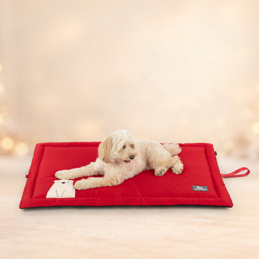 HUFT Cloudy Bear Classic Mat For Dog & Cat - Red