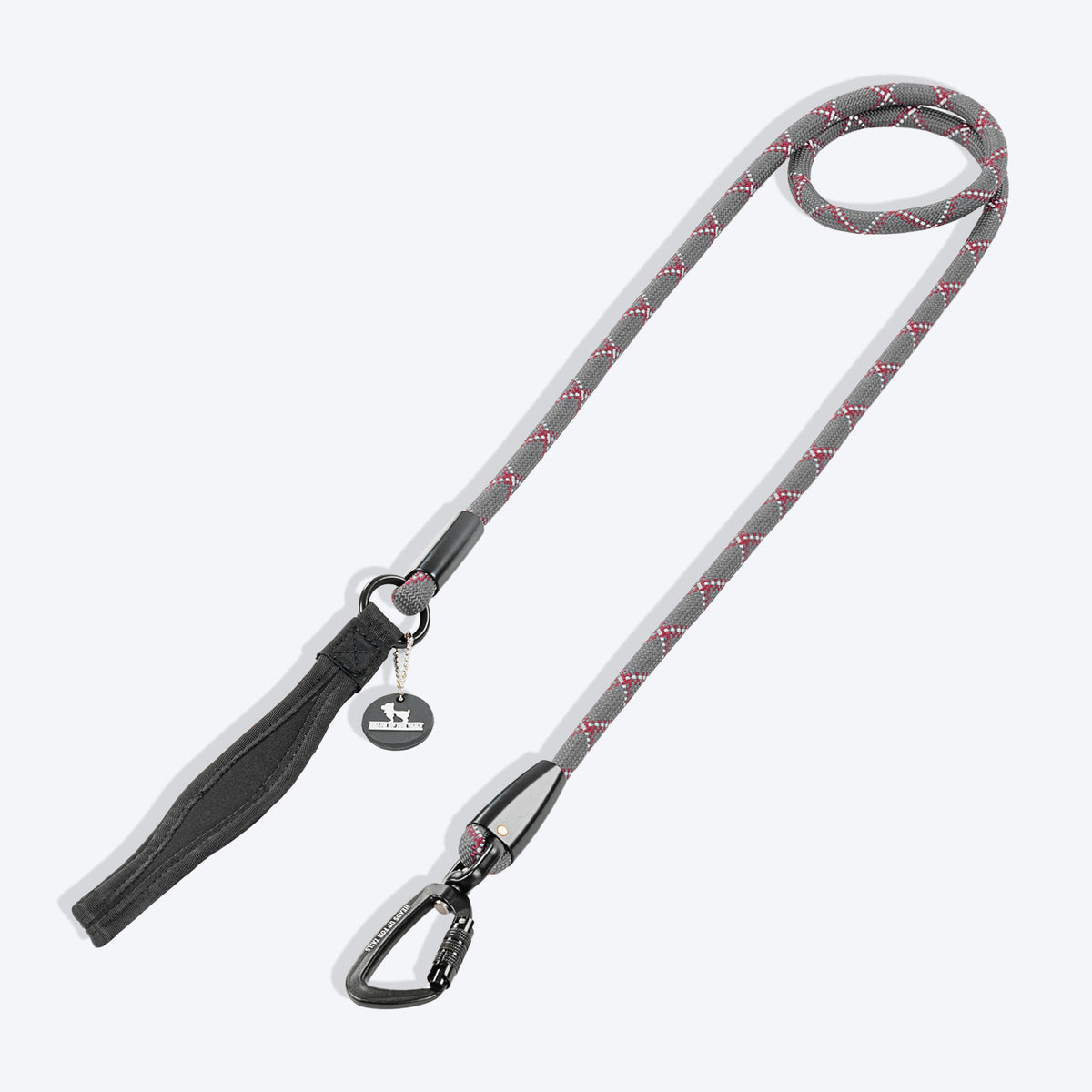 HUFT Xplorers Rope Leash With Carabiner For Dog - Grey - 5 ft - Heads Up For Tails