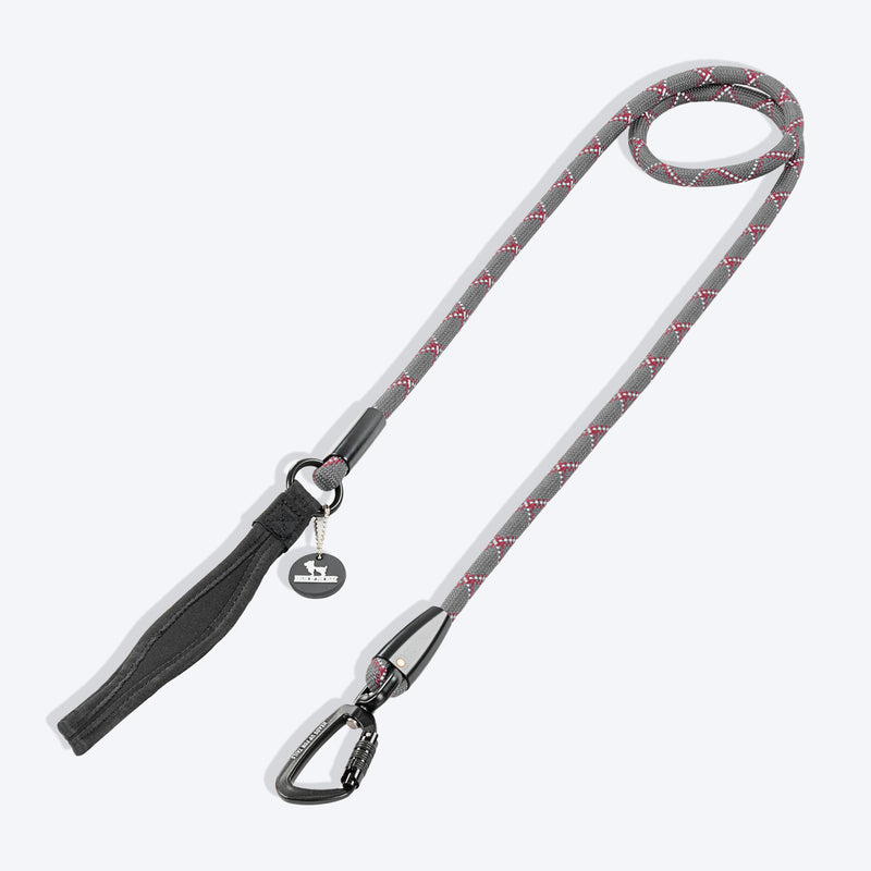 HUFT Xplorers Rope Leash With Carabiner For Dog - Grey - 5 ft - Heads Up For Tails