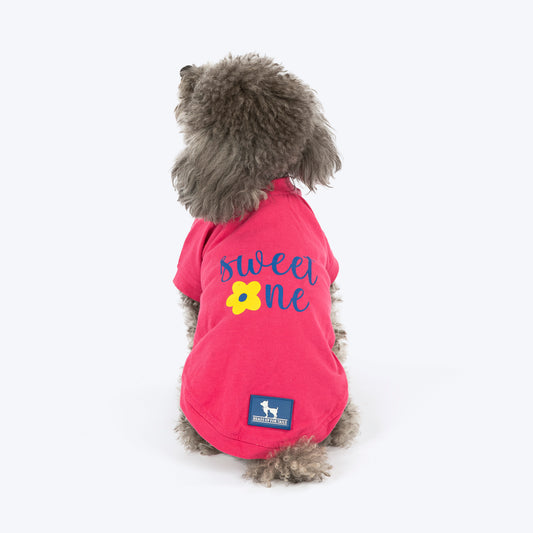 HUFT Sweet One Printed T-Shirt For Dog - Pink