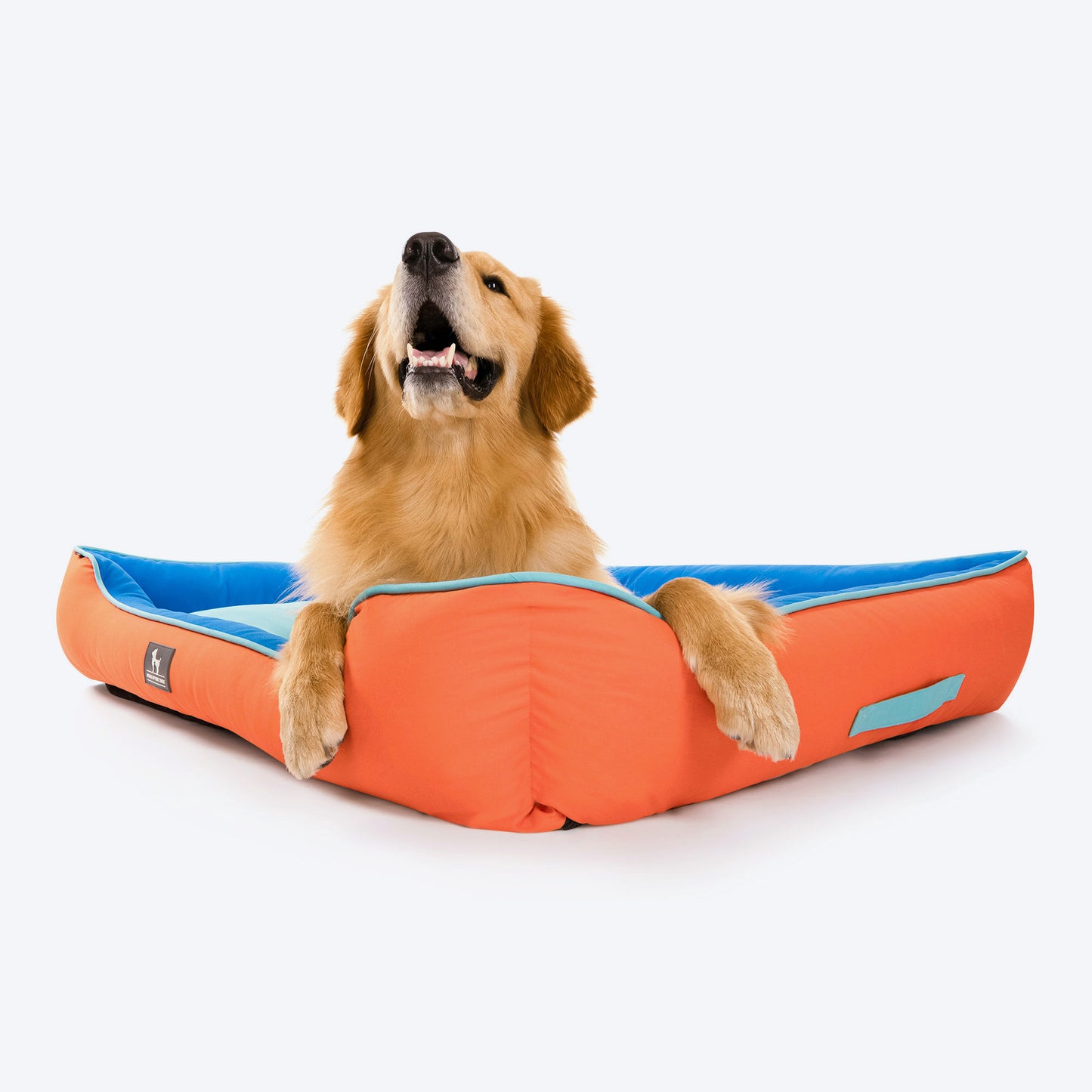 HUFT Classic Lounger Dog Bed - Coral & Imperial Blue - Heads Up For Tails