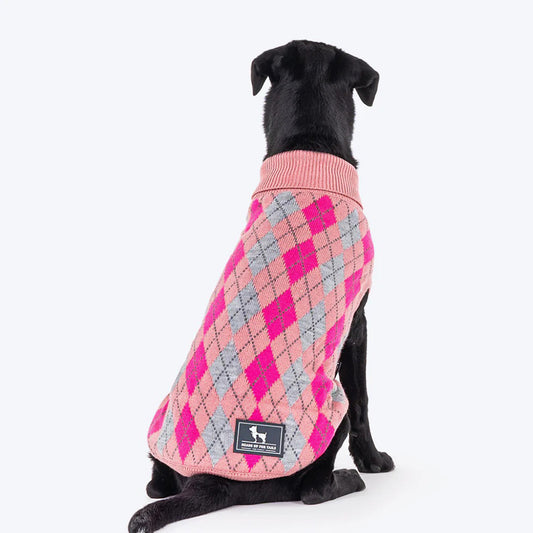 HUFT Argyle Dog Sweater - Pink
