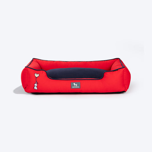 HUFT Ellie Classic Lounger Bed For Dog - Red & Navy