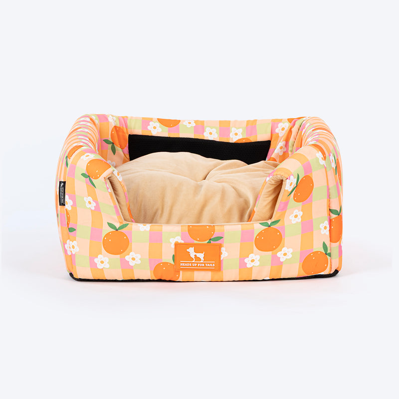 HUFT Tangy Blossoms Tent Bed For Cat & Puppies - Orange - Heads Up For Tails